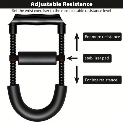Adjustable Wrist Strengthener & Grip Trainer - Heavy-Duty Stainless Steel Forearm & Hand Workout Equipment for Athletes, Musicians, Injury Recovery - Portable Home Gym Fitness Tool, Black, Muscle Trainer, Ergonomic Design, No