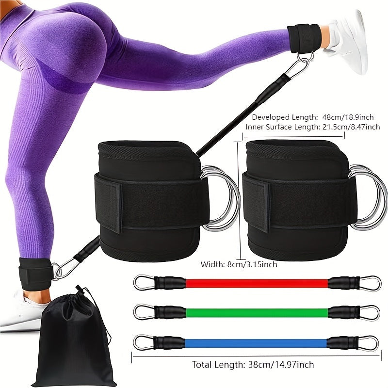 6-Piece Ankle Resistance Band Set for Leg & Glute Training - Adjustable Multifunctional Fitness Straps with Workout Guide for Home and Gym Exercise - Middle Tension Pull Rope for Sports and Fitness - Ideal for Valentine's Day