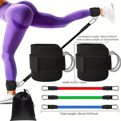 6-Piece Ankle Resistance Band Set for Leg & Glute Training - Adjustable Multifunctional Fitness Straps with Workout Guide for Home and Gym Exercise - Middle Tension Pull Rope for Sports and Fitness - Ideal for Valentine's Day