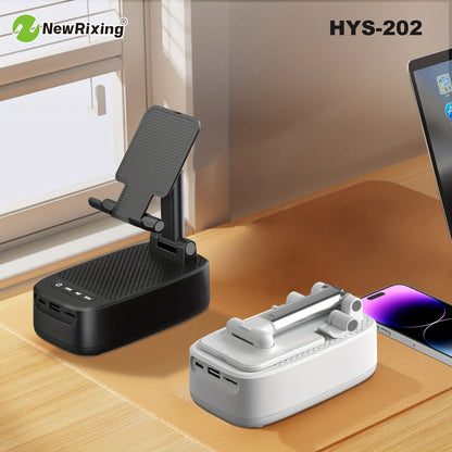 NewRixing 6W Wireless Speaker with Phone Holder, TWS Dual Pairing, 1800mAh Battery, Hands-Free Calling, Portable Power Bank, 6-Hour Playtime, Hi-Fi Sound Quality, Loud Stereo & Deep Bass, USB-C Charging, Indoor/Outdoor Use, A