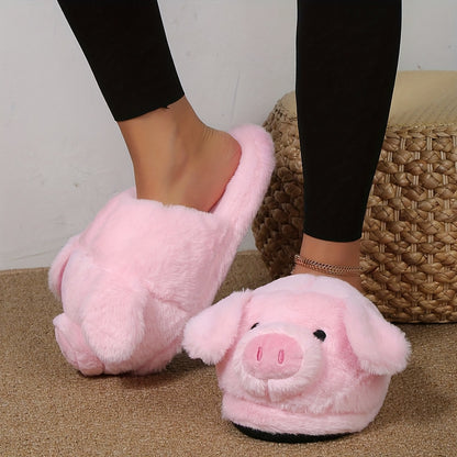 New Women's Home Slippers Fashion Cartoon Slip-On Toe Cover Pink Indoor Slippers, Women Shoes