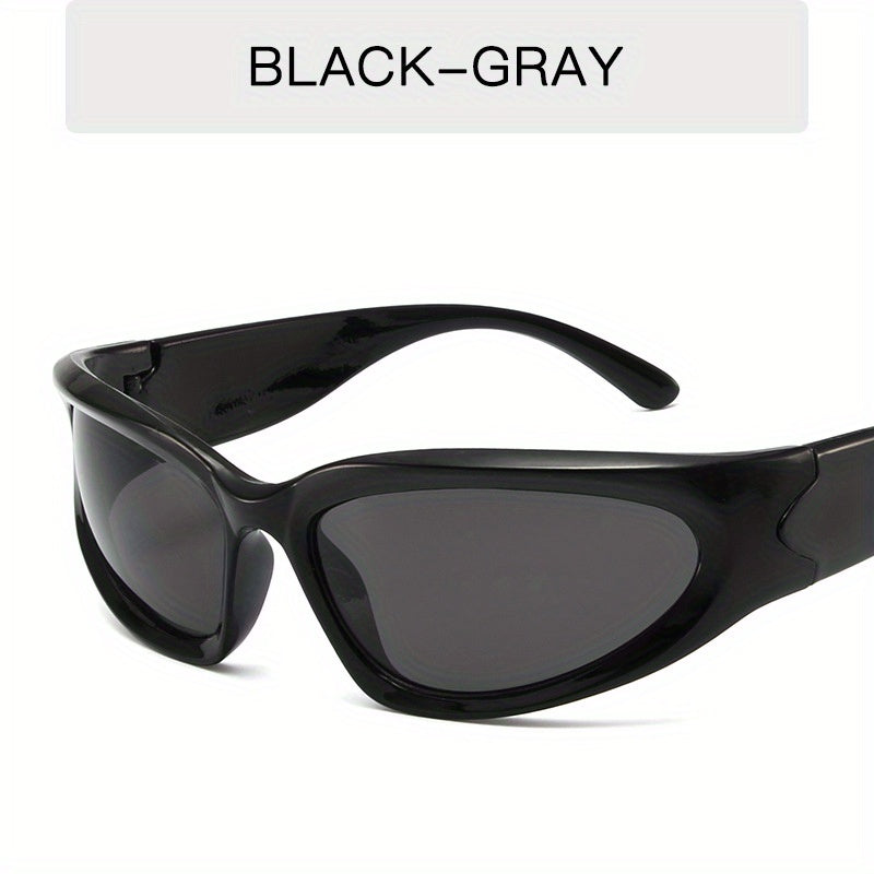 Classic Punk Women Steampunk Oval Wrap Around Mirrored Cycling Eyewear fashion glasses