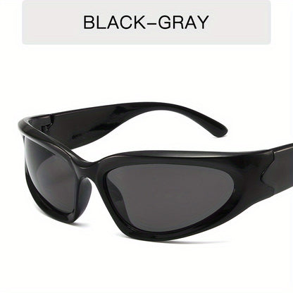 Classic Punk Women Steampunk Oval Wrap Around Mirrored Cycling Eyewear fashion glasses