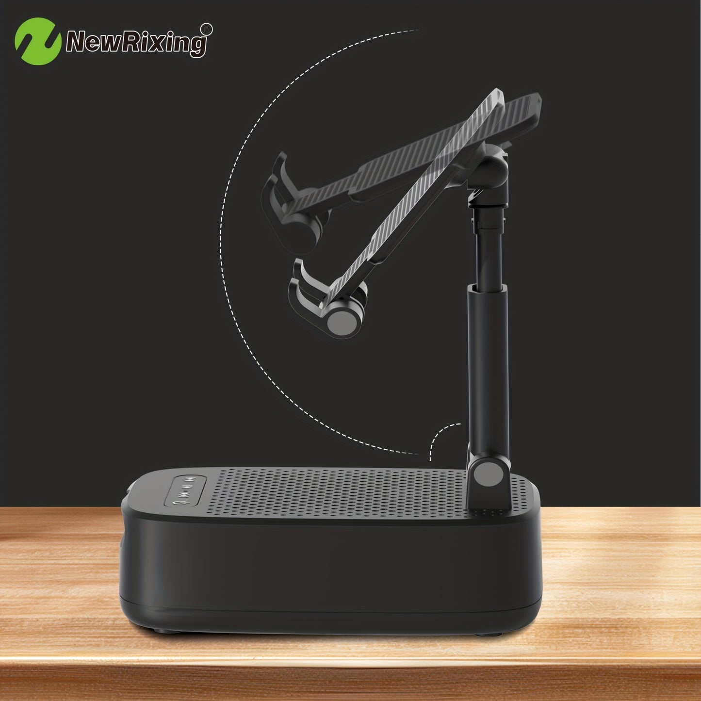 NewRixing 6W Wireless Speaker with Phone Holder, TWS Dual Pairing, 1800mAh Battery, Hands-Free Calling, Portable Power Bank, 6-Hour Playtime, Hi-Fi Sound Quality, Loud Stereo & Deep Bass, USB-C Charging, Indoor/Outdoor Use, A