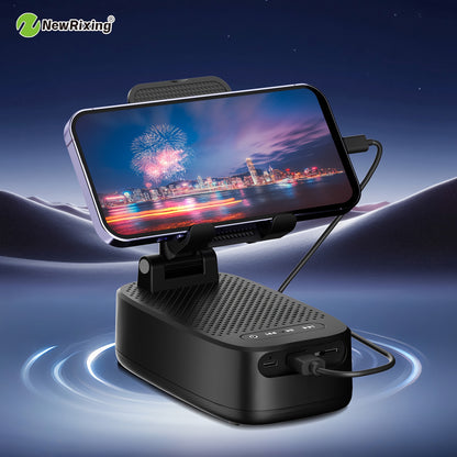 NewRixing 6W Wireless Speaker with Phone Holder, TWS Dual Pairing, 1800mAh Battery, Hands-Free Calling, Portable Power Bank, 6-Hour Playtime, Hi-Fi Sound Quality, Loud Stereo & Deep Bass, USB-C Charging, Indoor/Outdoor Use, A