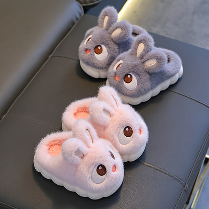 1 Pair of Girls' Cute Cartoon Rabbit Slippers, Suitable for Indoor Wear by Toddlers, for Autumn and Winter Seasons
