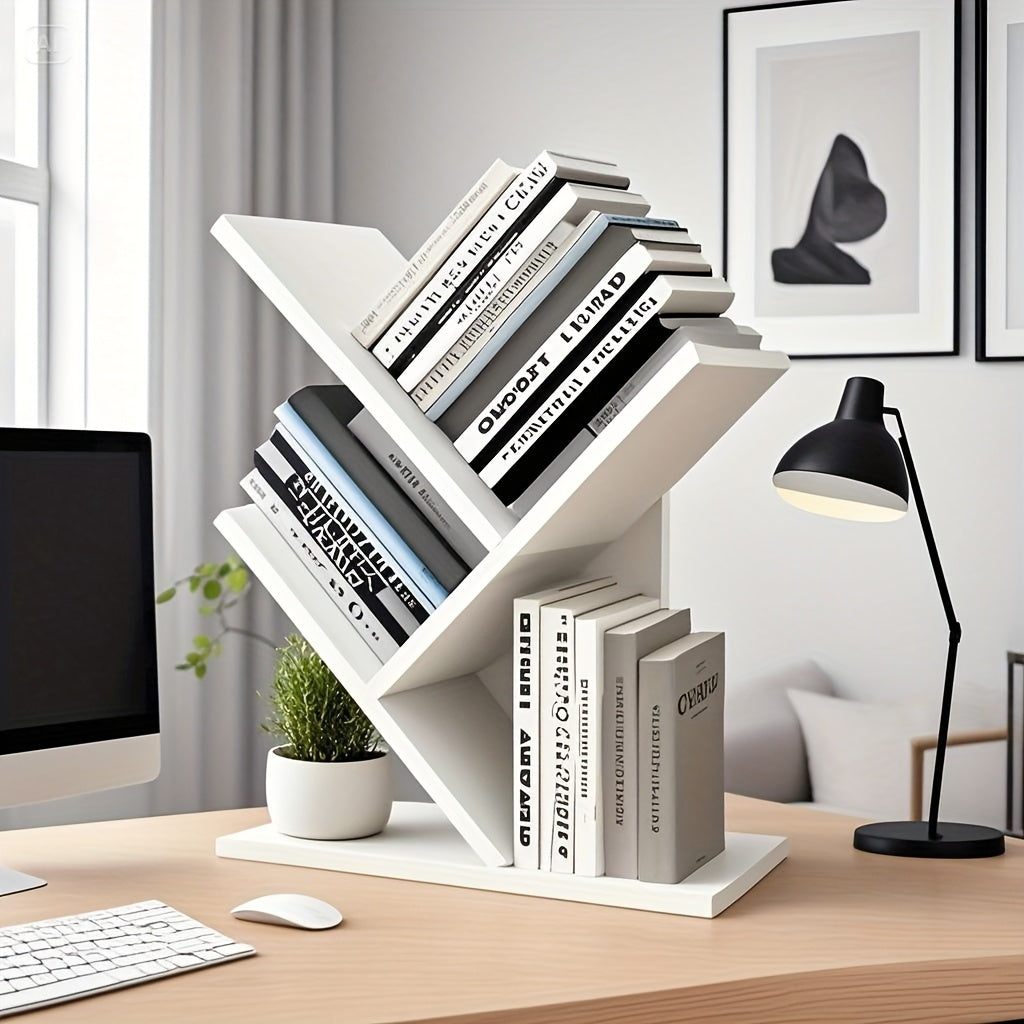 Home Storage Wooden Bookshelf Tree-Shaped Creative Display Rack