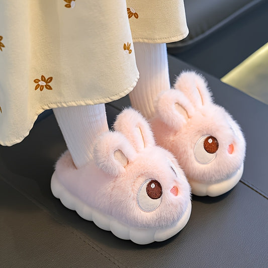1 Pair of Girls' Cute Cartoon Rabbit Slippers, Suitable for Indoor Wear by Toddlers, for Autumn and Winter Seasons