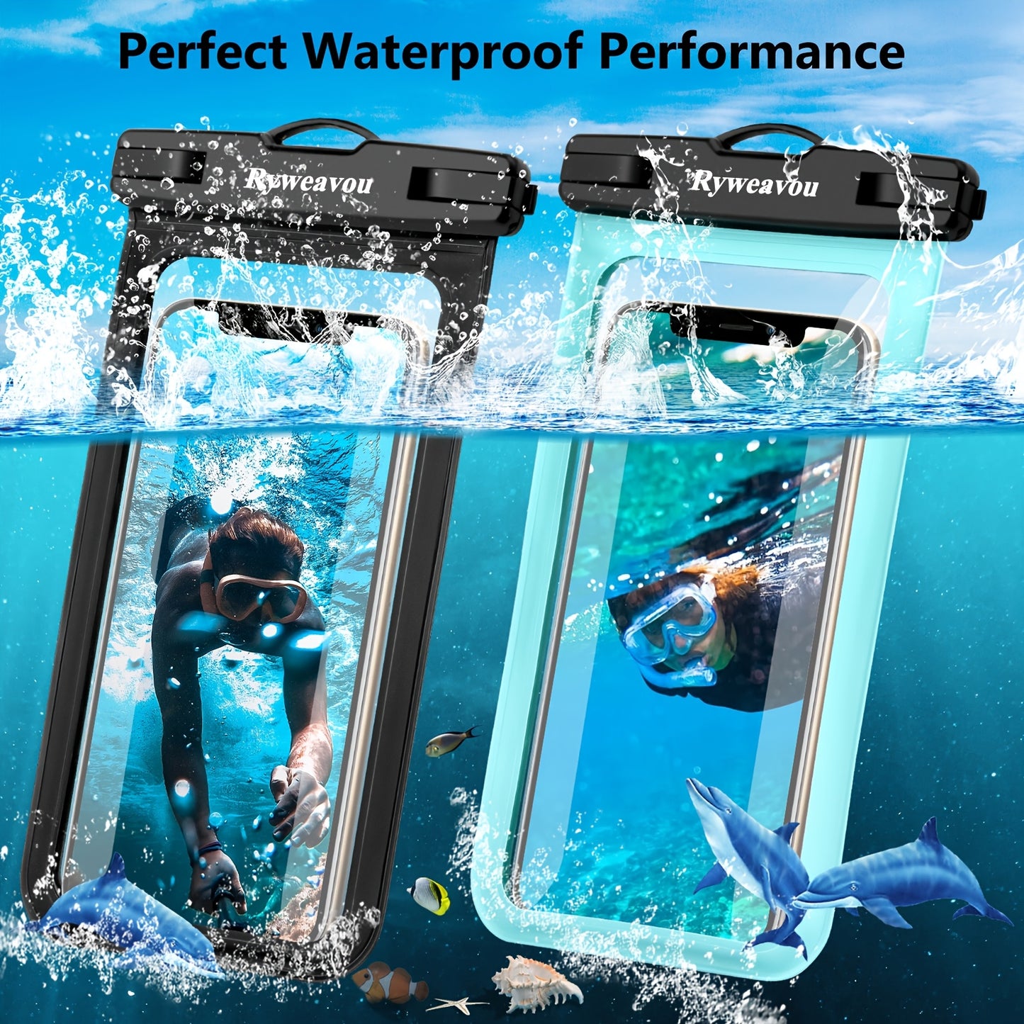 2 Pack 17.78 cm Phone | For iPhone16Pro 15 14 13 12 11 Pro Max XS Plus for galaxy Phone, PVC Dry Bags for Diving, Swimming, Snorkeling and Beach Adventures
