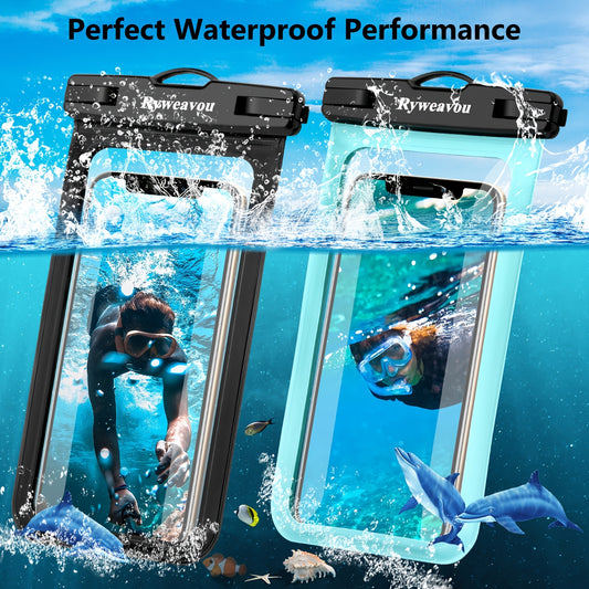 2 Pack 17.78 cm Phone | For iPhone16Pro 15 14 13 12 11 Pro Max XS Plus for galaxy Phone, PVC Dry Bags for Diving, Swimming, Snorkeling and Beach Adventures