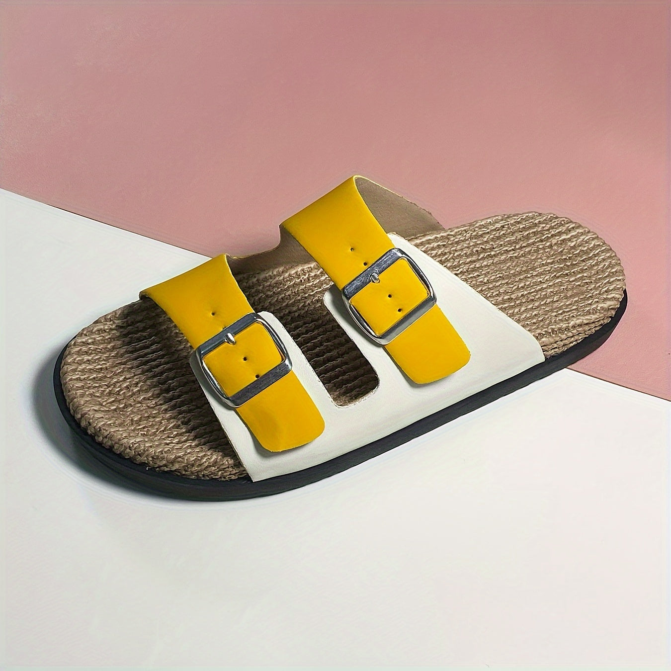 Men'S Quick-Dry Breathable Slide Sandals - Comfortable Indoor/Outdoor Summer Beach Shoes with Double Buckle Closure, Stylish Brown Faux Cover Design for Casual Wear, Beach Footwear | Stylish Men'S Sandals | EVA Sole Sandals