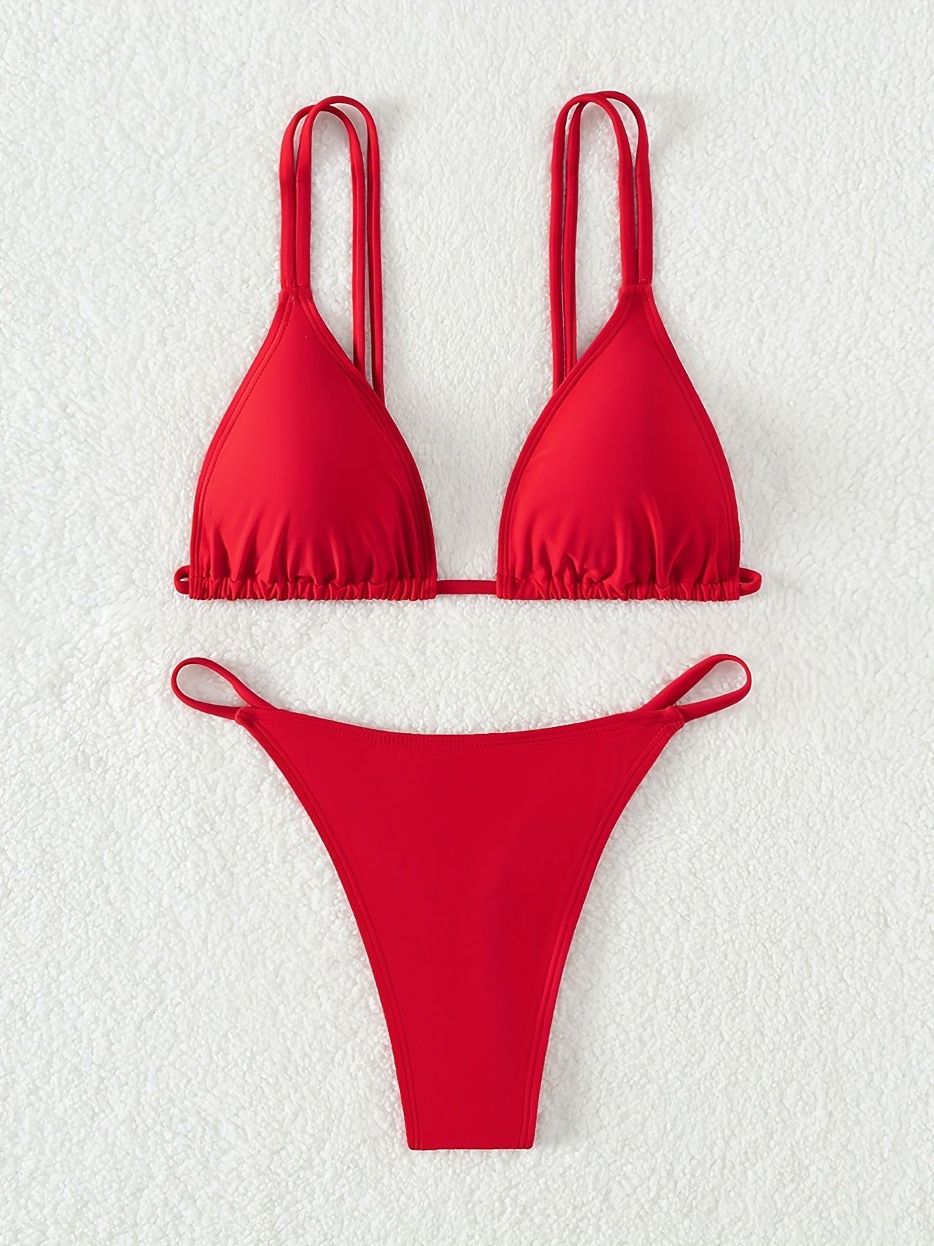 New European and American Triangle Cup Back Strap Single-Sided Double Shoulder Strap Low Waist Thong Bikini