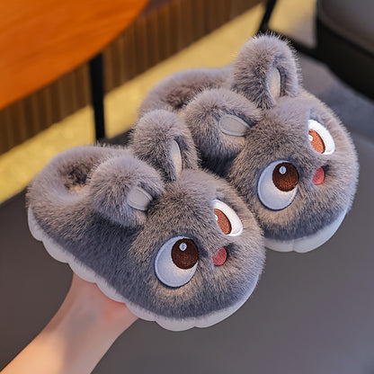 1 Pair of Girls' Cute Cartoon Rabbit Slippers, Suitable for Indoor Wear by Toddlers, for Autumn and Winter Seasons
