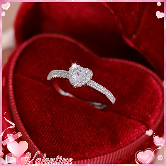 1pc of Luxurious Cubic Synthetic Zircon Ring Featuring a Heart Shape, Designed for Women As a Promise Ring, Engagement Ring, Or Eternity Ring. Wedding Ring Sold Without a Gift Box