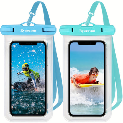2 Pack 17.78 cm Phone | For iPhone16Pro 15 14 13 12 11 Pro Max XS Plus for galaxy Phone, PVC Dry Bags for Diving, Swimming, Snorkeling and Beach Adventures
