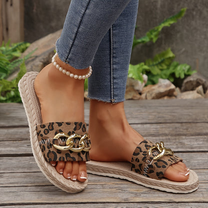 New Women's Leopard Print Cool Slippers, Lightweight EVA Outsole, Wear Leisure and Entertainment Vacation Beach Birthday Gift Slippers, Women Shoes