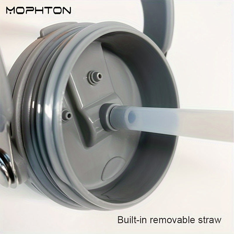 MOPHTON Insulated Stainless Steel Tumbler - Dual Drinking, 24-Hour Cold Retention, Portable for Office, Gym, Yoga & Travel