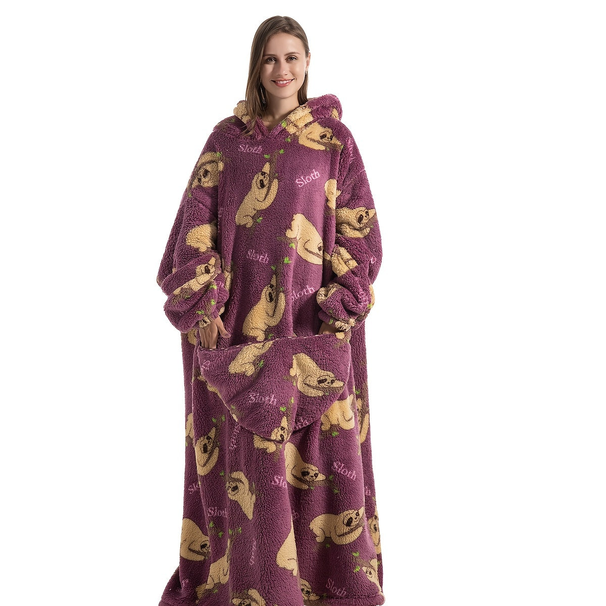 Wearable Blanket Hoodie Plush Soft Warm Hoodie Blanket, Comfy Sweatshirt with Big Pocket for Women & Men Adults