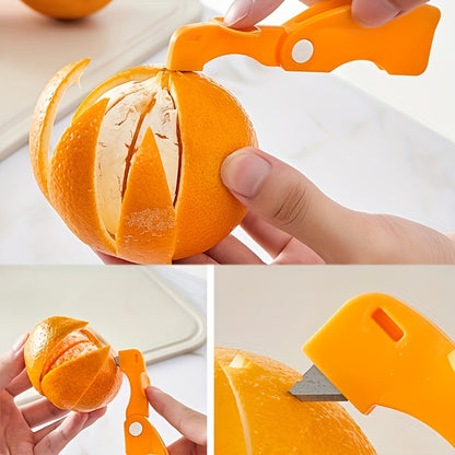 1pc Orange Peeler, Plastic Orange Peeler, Simple Lemon Peeler, Grapefruit Peeler, Creative Cutter, Orange Peeler Tool with Folding Handle, Fruit Peeler, Vegetable And Fruit Tools, Kitchen Gadgets, Peeler for Oranges