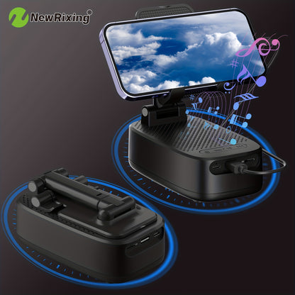 NewRixing 6W Wireless Speaker with Phone Holder, TWS Dual Pairing, 1800mAh Battery, Hands-Free Calling, Portable Power Bank, 6-Hour Playtime, Hi-Fi Sound Quality, Loud Stereo & Deep Bass, USB-C Charging, Indoor/Outdoor Use, A