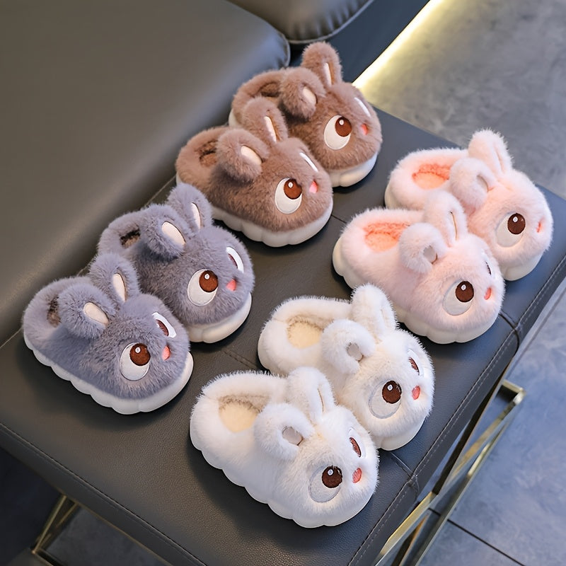 1 Pair of Girls' Cute Cartoon Rabbit Slippers, Suitable for Indoor Wear by Toddlers, for Autumn and Winter Seasons