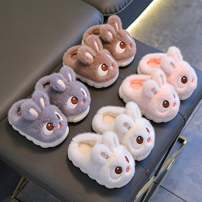 1 Pair of Girls' Cute Cartoon Rabbit Slippers, Suitable for Indoor Wear by Toddlers, for Autumn and Winter Seasons
