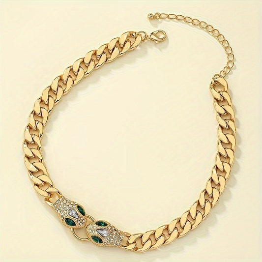 Fashionable Light Luxury Snake Chain Necklace, High-End Design, Hip-Hop Cool Style, Unique Women's Necklace