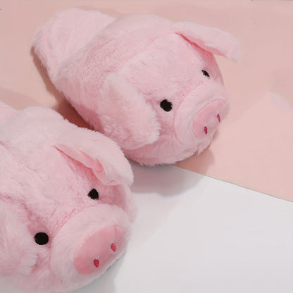 New Women's Home Slippers Fashion Cartoon Slip-On Toe Cover Pink Indoor Slippers, Women Shoes