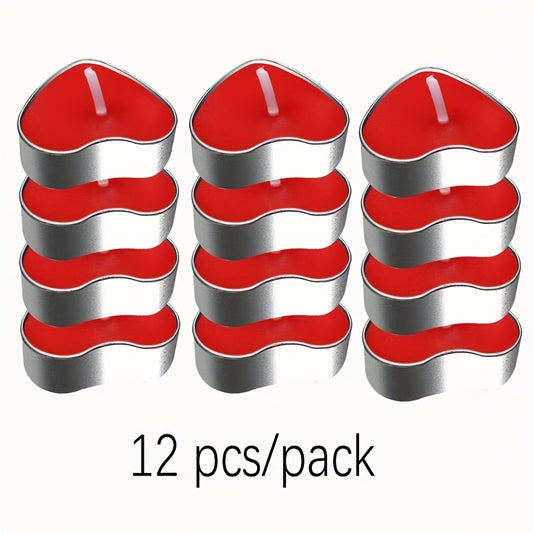 Red Heart-Shaped Candles in Quantities of 12, 50, 150, Or 300
