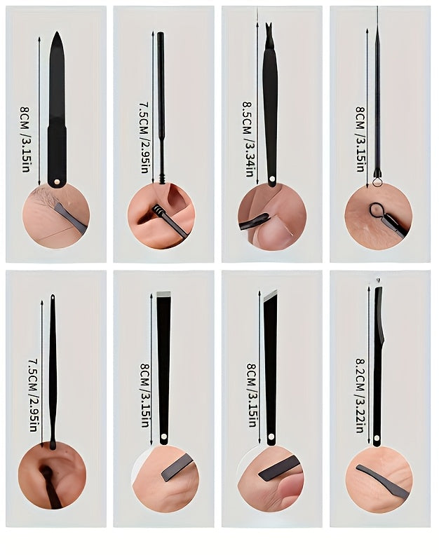 8/15/24 classic black series nail care sets, travel manicure pedicure sets, including nail clippers, cuticle trimmers, tweezers-sharp blades, precise trimming, and essential beauty tools for finger and toenail care-family hyd