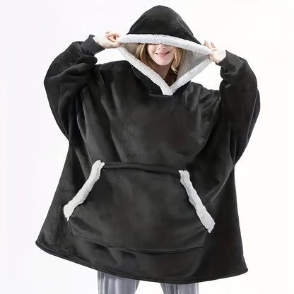 Ultra-Soft Sherpa Velvet Reversible Hoodie with Kangaroo Pocket, Comfortable, Machine Washable, And Wearable Sweatshirt, a Perfect Gift.