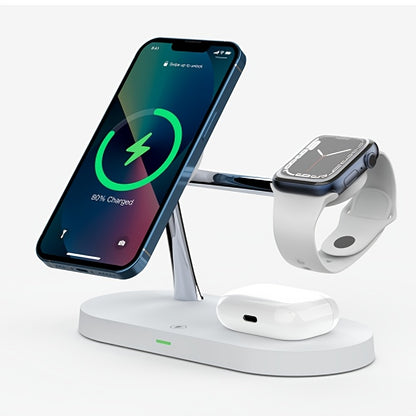 TIMESS 5-in-1 Magnetic Wireless Charger Stand with 15W Fast Charging, LED Night Light & Home Hub - Compatible with for iphone 15/14/13/12 Pro Max Mini, Apple Watch 9/8/7/SE/6/5/4/3/2, Airpods 3/2/pro - Usb-powered
