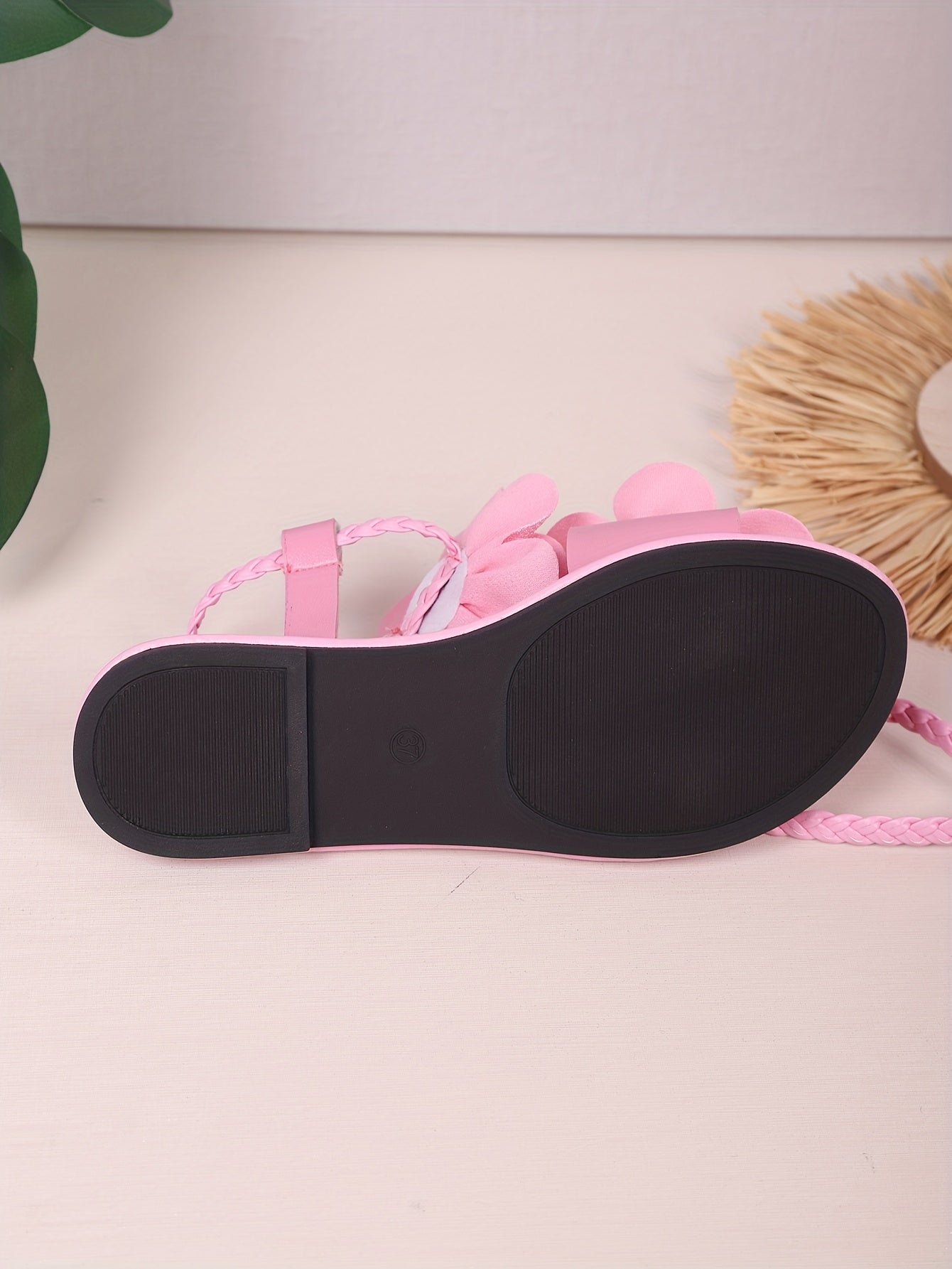 Fashion 3D Floral Woven Lace-up Women'S Sandals | Summer Roman Style, Strappy Back, Open Toe, Synthetic, Low Heel, All-season