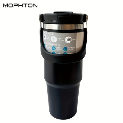 MOPHTON Insulated Stainless Steel Tumbler - Dual Drinking, 24-Hour Cold Retention, Portable for Office, Gym, Yoga & Travel