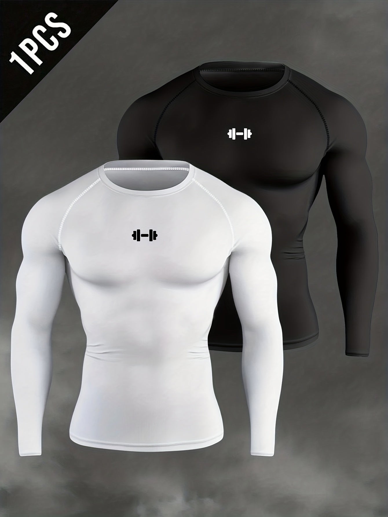 Men's Athletic T-Shirt, Sporty Body-Hugging Fit with High Elasticity, Crew Neck, Long Sleeve, Suitable for Hiking, Jogging, Cycling, and Outdoor Fitness Workouts