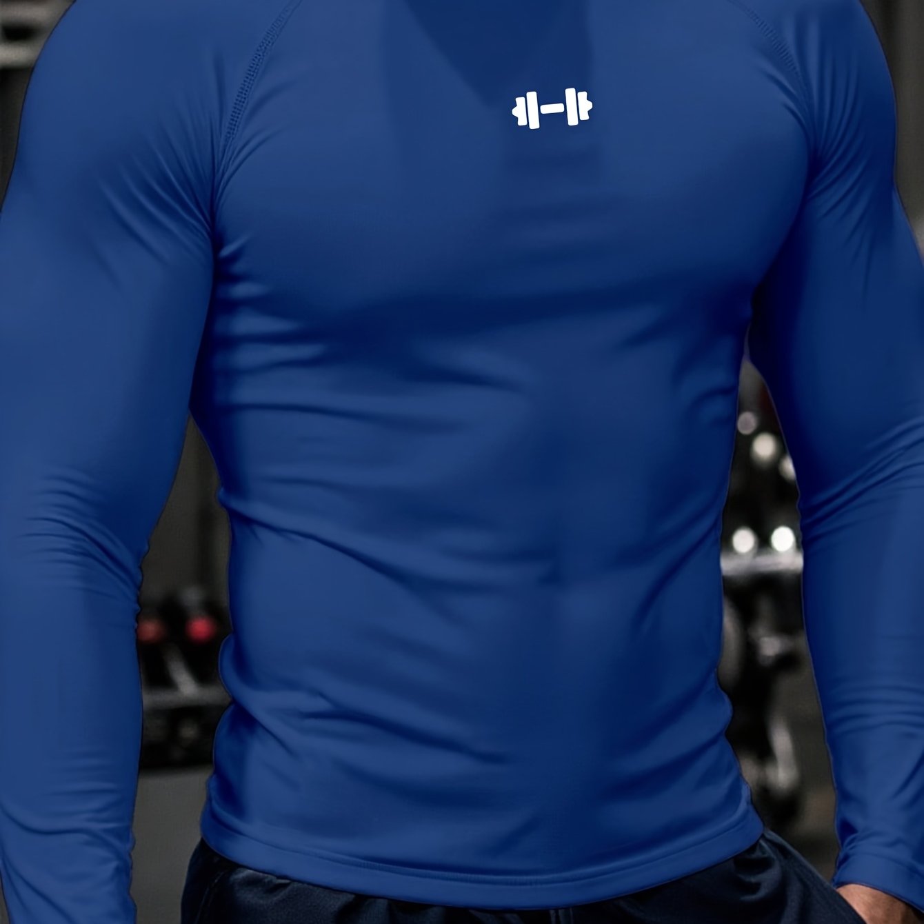 Men's Athletic T-Shirt, Sporty Body-Hugging Fit with High Elasticity, Crew Neck, Long Sleeve, Suitable for Hiking, Jogging, Cycling, and Outdoor Fitness Workouts