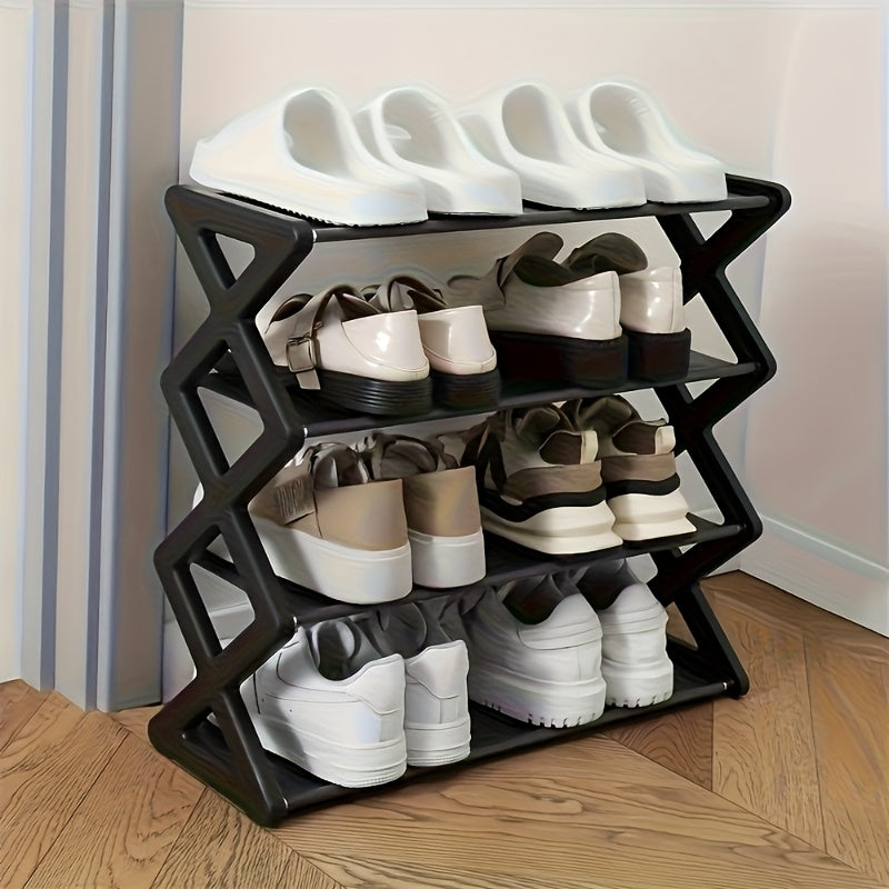 4-Tier Heavy-Duty Shoe Rack - Stainless Steel Load-Bearing Steel Pipes, Space-Saving, Easy to Assemble, Durable Design | Suitable for Entryways and Bedrooms | Modern and Stylish Appearance | Multi-Layer Sneaker Storage with P