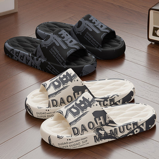 Graffiti Men's Slippers, Outdoor Fashion Trendy Japanese Korean Style, Soft and Comfortable EVA Material