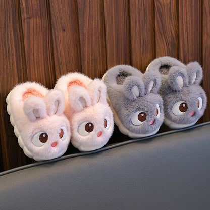1 Pair of Girls' Cute Cartoon Rabbit Slippers, Suitable for Indoor Wear by Toddlers, for Autumn and Winter Seasons