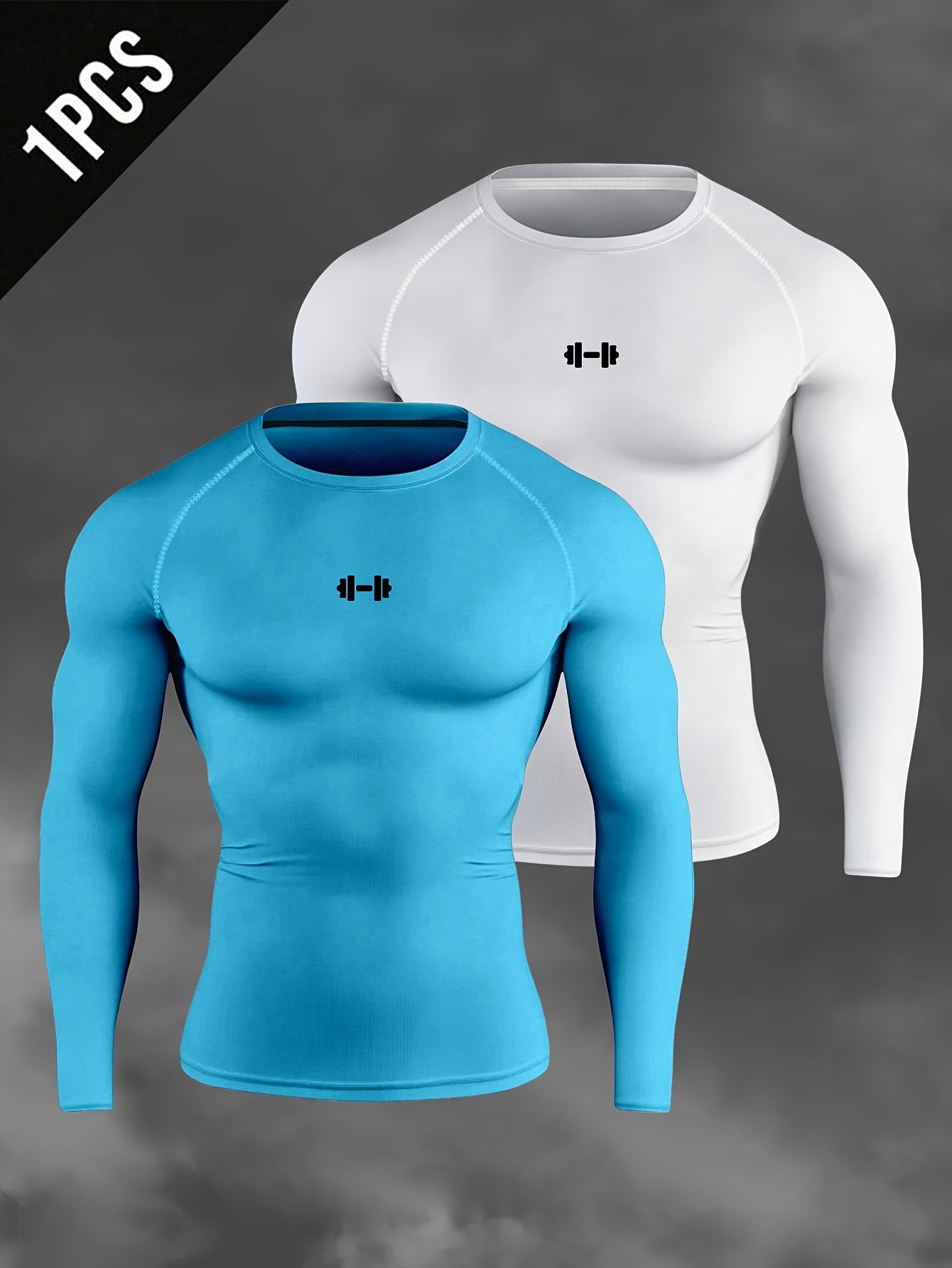 Men's Athletic T-Shirt, Sporty Body-Hugging Fit with High Elasticity, Crew Neck, Long Sleeve, Suitable for Hiking, Jogging, Cycling, and Outdoor Fitness Workouts