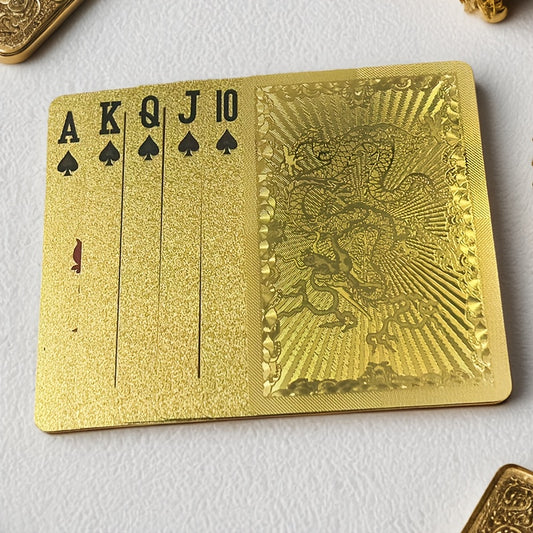 1 Set Matte Golden Dragon PVC Playing Cards - Durable Hardened Deck for Valentine'S Day, Thanksgiving, Christmas, Halloween & New Year Celebrations - Elegant Design with Intricate Patterns, Perfect for Parties & Gatherings, F