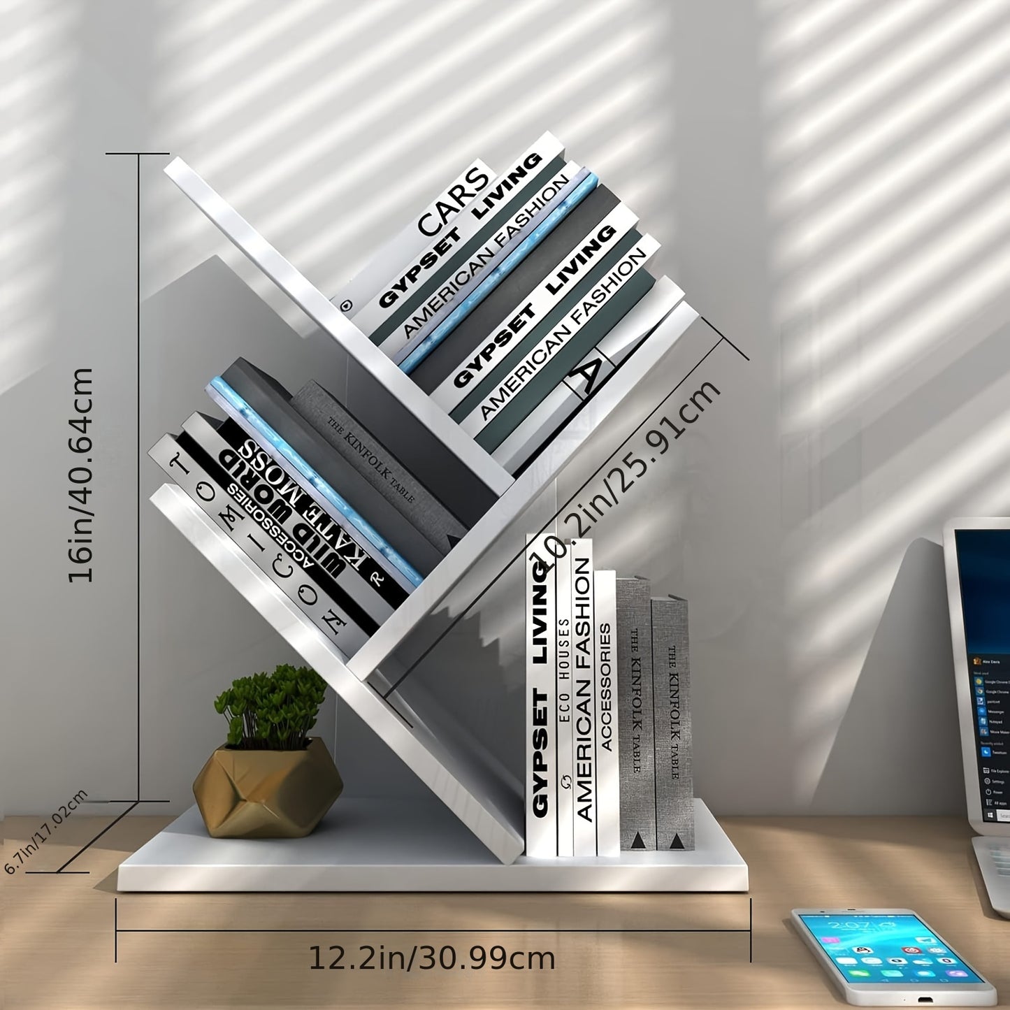 Home Storage Wooden Bookshelf Tree-Shaped Creative Display Rack