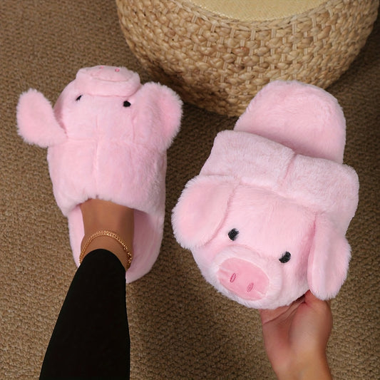 New Women's Home Slippers Fashion Cartoon Slip-On Toe Cover Pink Indoor Slippers, Women Shoes