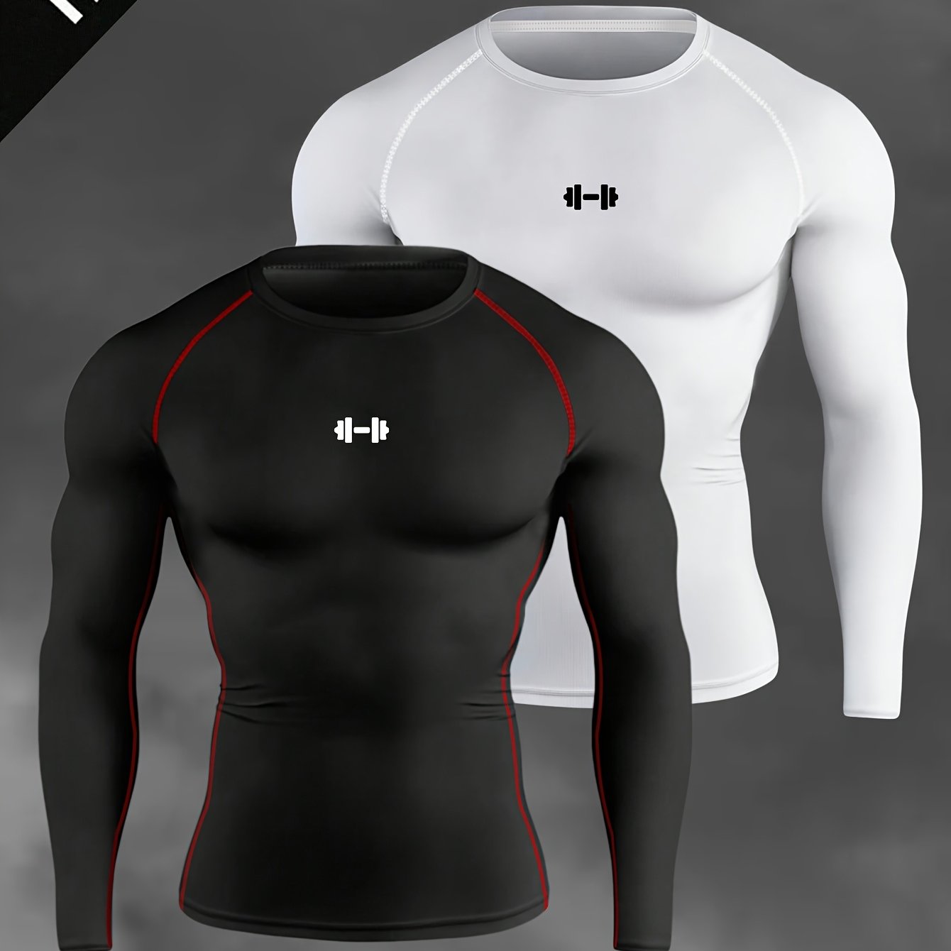 Men's Athletic T-Shirt, Sporty Body-Hugging Fit with High Elasticity, Crew Neck, Long Sleeve, Suitable for Hiking, Jogging, Cycling, and Outdoor Fitness Workouts