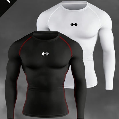 Men's Athletic T-Shirt, Sporty Body-Hugging Fit with High Elasticity, Crew Neck, Long Sleeve, Suitable for Hiking, Jogging, Cycling, and Outdoor Fitness Workouts