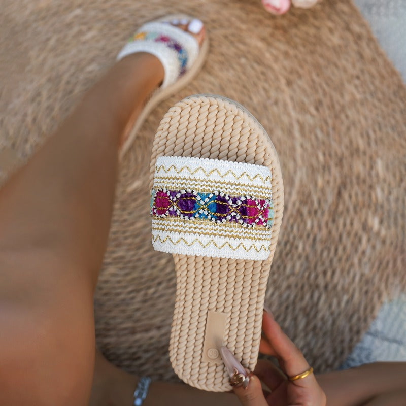 Women's Slip-on Fashion Flat Sandals with Thick Soles and Slippers, Women Shoes