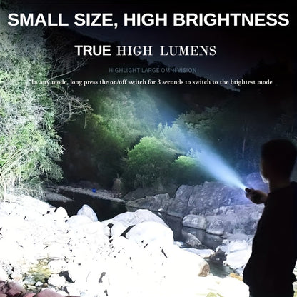 High-brightness mini flashlight, 3 high-brightness LED cores, frog-eye lens, 14500 battery, ultra-bright USB rechargeable, clip-on design, only 50g, lightweight and portable, suitable for home use, night road lighting, outdoo