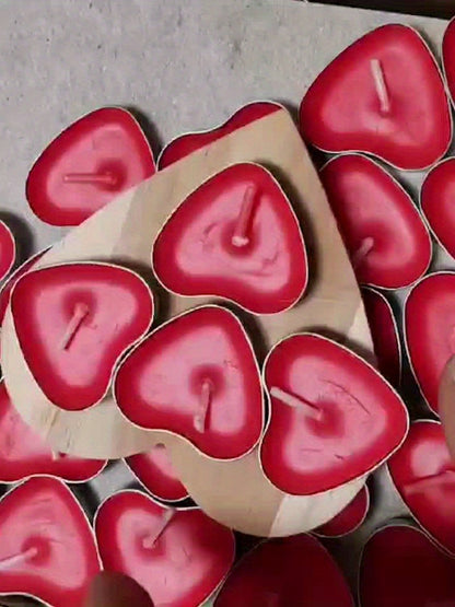 Red Heart-Shaped Candles in Quantities of 12, 50, 150, Or 300