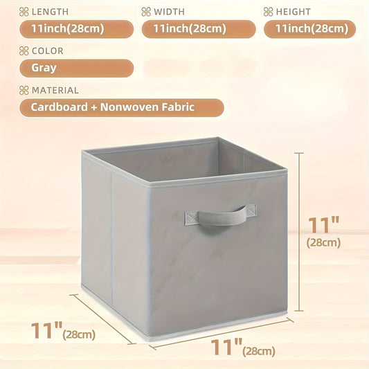 4 Pack Collapsible Fabric Storage Boxes with Collapsible & Sturdy Handle - Non- Cloth Foldable Cubbies Suitable for Shelf, Wardrobe, Kids Room Organization - Space-Saving for Clothes, Blankets, Toys -