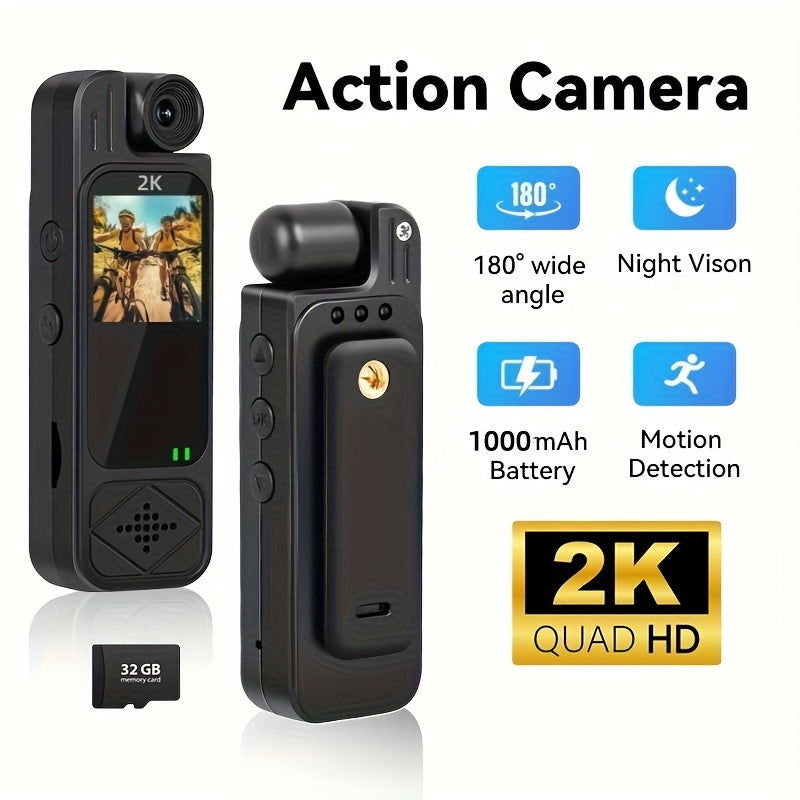 Portable Body Camera Equipped with Infrared Night Vision, Motion Detection, And a 180° Adjustable Lens, Ideal for Sports, Cycling, Fishing, And Various Events - Perfect for Halloween, Christmas, Mother'S Day, Or Birthdays